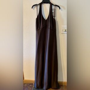 Ann Taylor chocolate brown silk halter gown